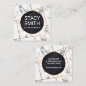 抽象芸術線 |大理石 |金ゴールド斑点バナー スクエア名刺 (正面/裏面)