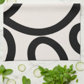 抽象芸術線(白黒) キッチンタオル (折り畳み)