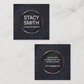 抽象芸術線 |金ゴールド斑点バナー スクエア名刺 (正面/裏面)