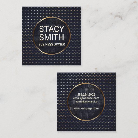 抽象芸術線 |金ゴールド斑点バナー スクエア名刺 (正面/裏面)