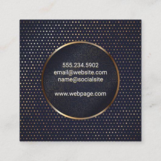 抽象芸術線 |金ゴールド斑点バナー スクエア名刺 (裏面)
