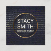 抽象芸術線 |金ゴールド斑点バナー スクエア名刺 (正面)