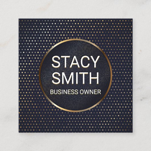抽象芸術線 |金ゴールド斑点バナー スクエア名刺 (正面)