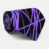 抽象芸術線 – 青紫オンブラック ネクタイ (ロール)