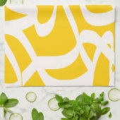 抽象芸術線(黄) キッチンタオル (折り畳み)