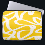 抽象芸術線（黄） ラップトップスリーブ<br><div class="desc">抽象芸術シェイプストライプの – パターン – 白い線が付いた黄色の背景。</div>