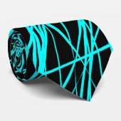 抽象芸術線 – 黒のシアン ネクタイ (ロール)