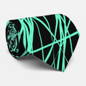 抽象芸術線 – 黒のターコイズ ネクタイ (ロール)