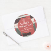 抽象芸術編集可能ブラシストローク金ゴールド赤いクリスマス ラウンドシール (封筒)