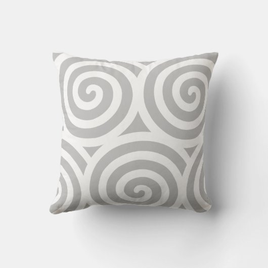 抽象芸術緩和曲線の幾何形状(灰色と白) クッション (裏面)