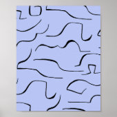 抽象芸術縦横の線画 – 青い背景 ポスター (正面)