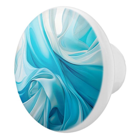 抽象芸術織物青インスパイアセラミックノブ セラミックノブ (右)