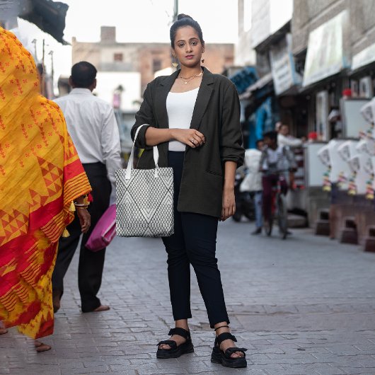 抽象芸術繰り返し行 トートバッグ