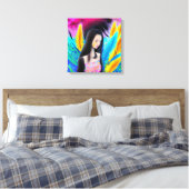 抽象芸術美しいが悲しいアジアガールカラフルAI キャンバスプリント (インサイチュ (寝室))