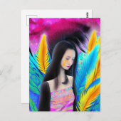 抽象芸術美しいが悲しいアジアガールカラフルAI ポストカード (正面/裏面)