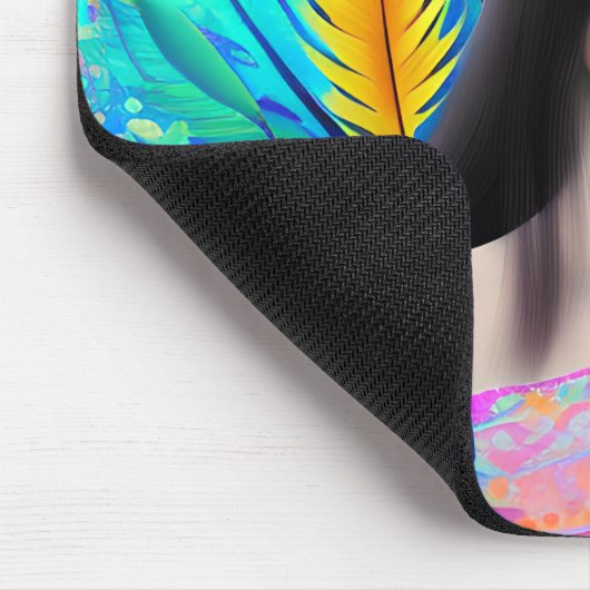 抽象芸術美しいが悲しいアジアガールカラフルAI マウスパッド (コーナー)