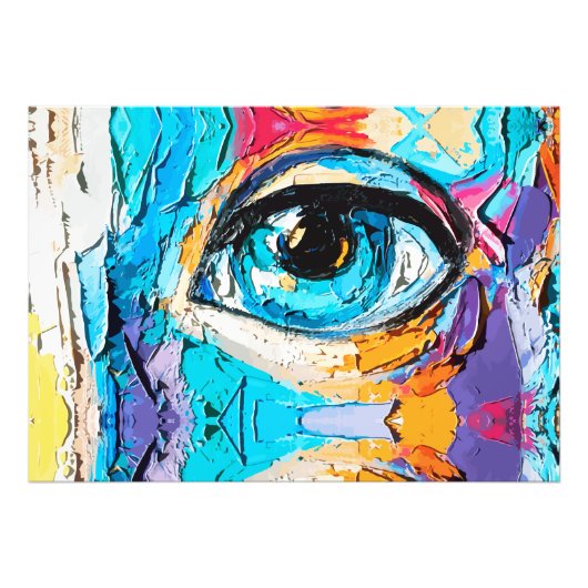 抽象芸術美しい目のデジタルオイルペイント フォトプリント            (正面)