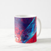 抽象芸術美しい赤と青の明るい色の背景 コーヒーマグカップ (正面右)