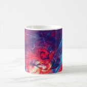 抽象芸術美しい赤と青の明るい色の背景 コーヒーマグカップ (中央)