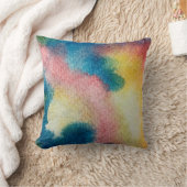 抽象芸術美術とカラフル鮮やかなインクと水彩 クッション (ブランケット)