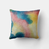 抽象芸術美術とカラフル鮮やかなインクと水彩 クッション (裏面)