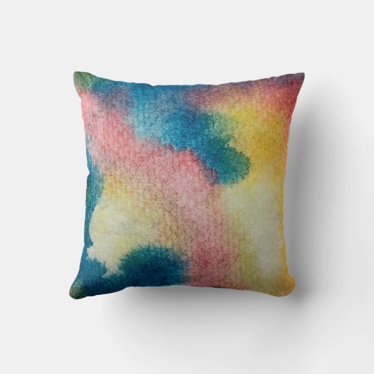 抽象芸術美術とカラフル鮮やかなインクと水彩 クッション (裏面)