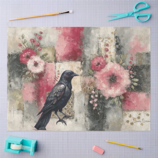 抽象芸術美術大学の動揺して花模様 薄葉紙 (クラフト)