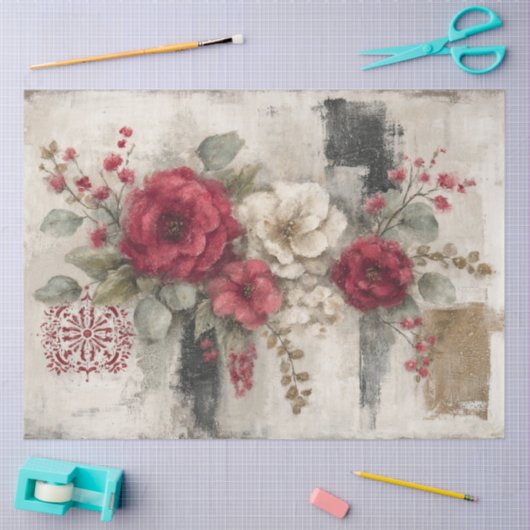 抽象芸術美術大学の素朴花模様 薄葉紙 (クラフト)