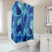 抽象芸術美観水色のネイビーブルーの葉 シャワーカーテン (インサイチュ)