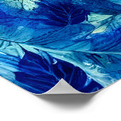 抽象芸術美観水色のネイビーブルーの葉 ポスター (角)