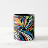 抽象芸術羽カラフルプリント ツートーンマグカップ (中央)