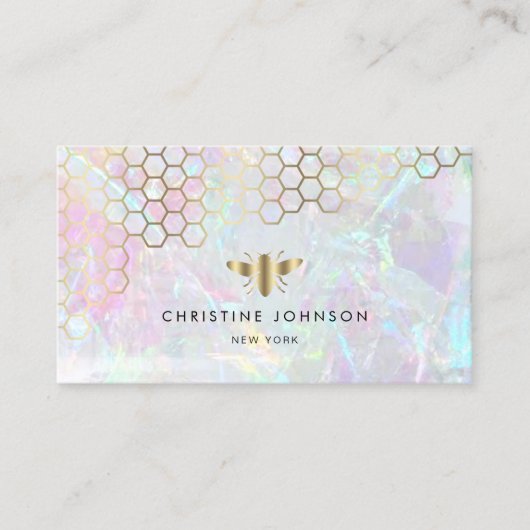 抽象芸術背景に蜂の巣模様のロゴ 名刺 (正面)