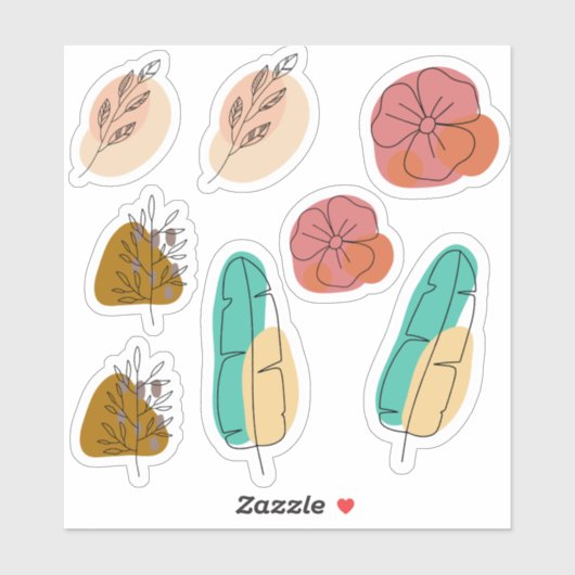 抽象芸術背景の花セット シール (シート)