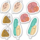 抽象芸術背景の花セット シール (正面)