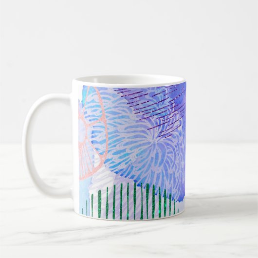 抽象芸術背景水色 コーヒーマグカップ (左)