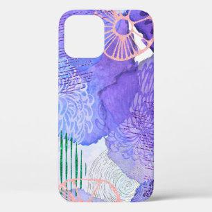 抽象芸術背景水色 iPhone 12ケース