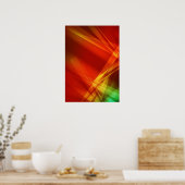 抽象芸術背景赤黄緑デジタルランド ポスター (キッチン)