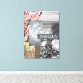 抽象芸術自然のコラージュ名前をカスタムすると文字 キャンバスプリント (インサイチュ (ウッドフロア))