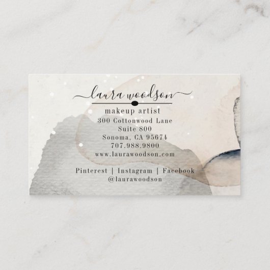 抽象芸術自然の水彩模様メイクアップアーティスト 名刺 (裏面)