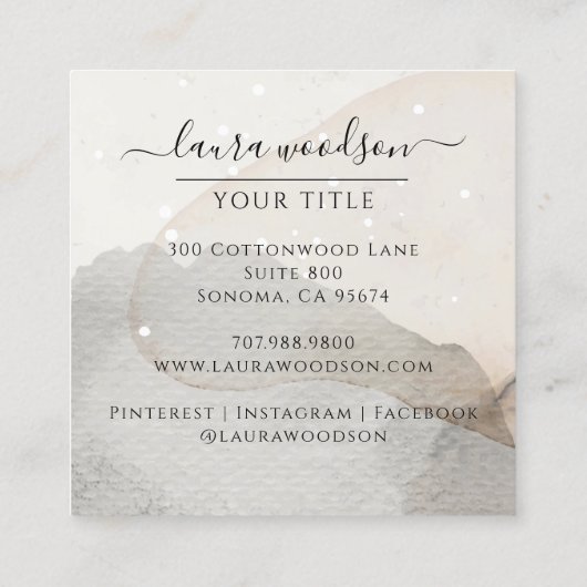 抽象芸術自然の色の形状 スクエア名刺 (裏面)