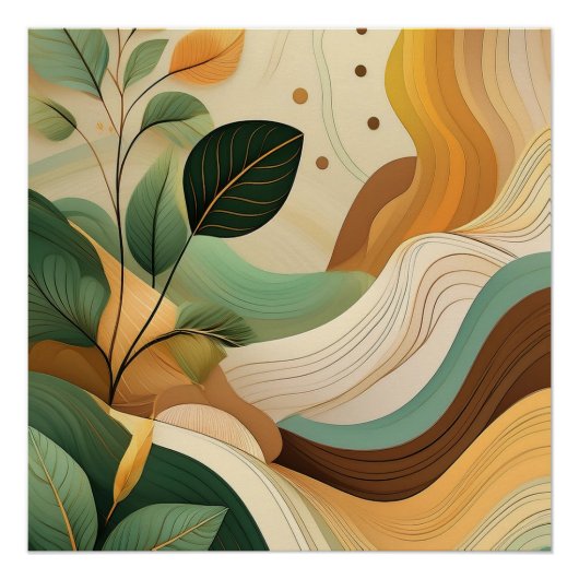 抽象芸術自然アーオーガニックト離れ – フロー ポスター (正面)