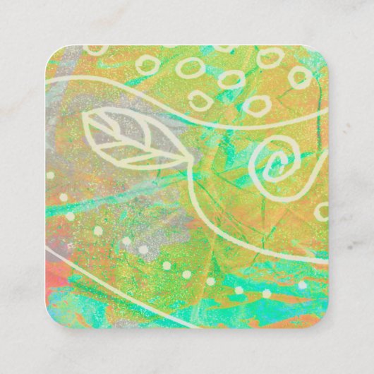 抽象芸術自然アートダブルカスタムサイド スクエア名刺 (裏面)