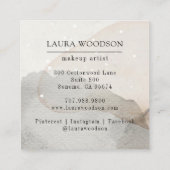 抽象芸術自然ウォーターカラーメイクアップアーティストスクエアブ スクエア名刺 (裏面)