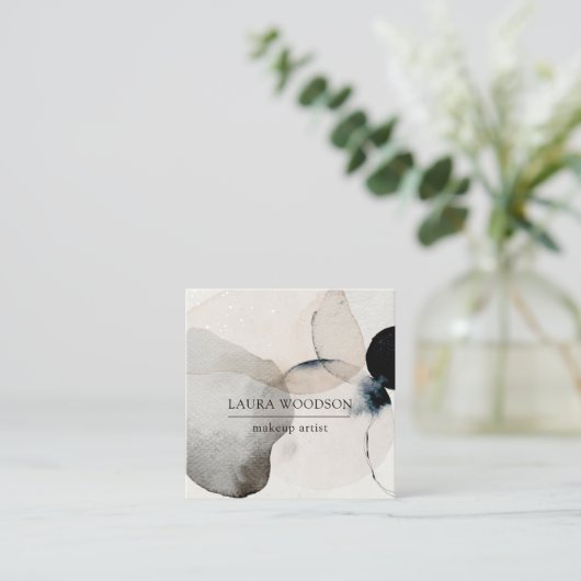 抽象芸術自然ウォーターカラーメイクアップアーティストスクエアブ スクエア名刺 (スタンド正面)