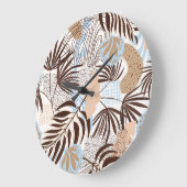 抽象芸術自然エキゾチック植物パターン ラージ壁時計 (傾斜)