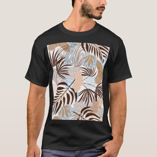 抽象芸術自然エキゾチック植物パターン Tシャツ (正面)