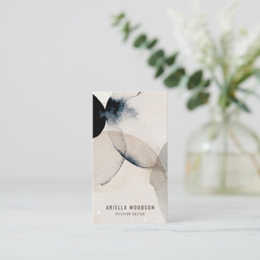 抽象芸術自然カラーインテリア設計者 名刺 (スタンド正面)