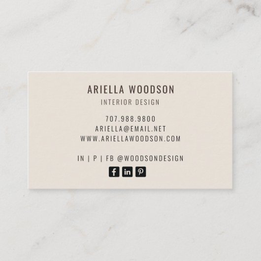 抽象芸術自然カラーインテリア設計者 名刺 (裏面)