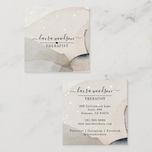 抽象芸術自然カラー形状セラピスト スクエア名刺 (正面/裏面)