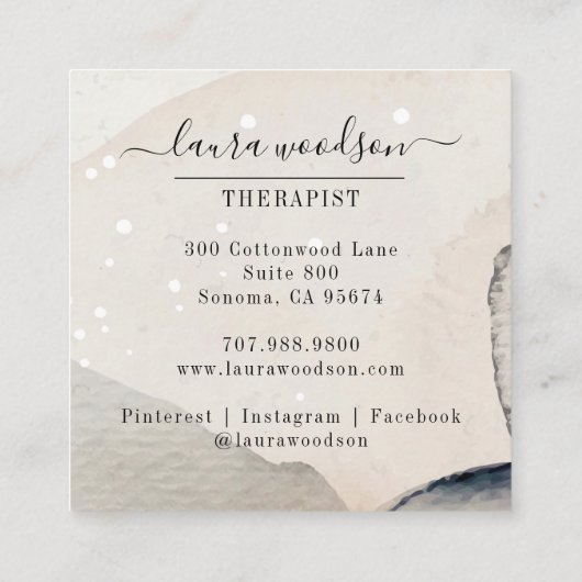 抽象芸術自然カラー形状セラピスト スクエア名刺 (裏面)